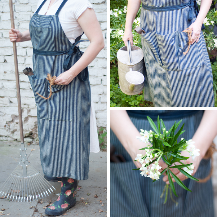 Diese rustikale DIY-Schürze eignet sich mit ihren großen Taschen wunderbar für die Gartenarbeit oder als Grillschürze. Mit meinem Schnittmuster zum kostenlosen Download kannst du sofort mit dem Nähen loslegen.